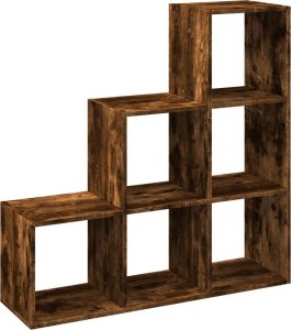 vidaXL Regał przegroda,3 poziomy,przydymiony dąb, 99x29x99 cm 7