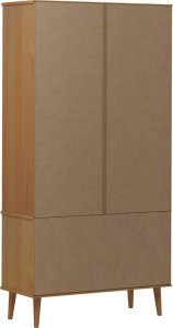 vidaXL Witryna z szufladami MOLDE, brązowa, 90x35x175 cm, lita sosna 7