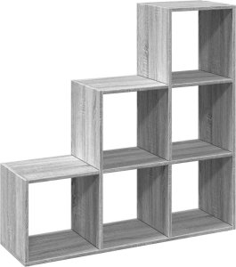 vidaXL Regał przegroda,3 poziomy,szary dąb sonoma, 99x29x99 cm 7