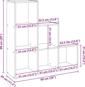 vidaXL Regał przegroda,3 poziomy,szarość betonu, 99x29x99 cm 11
