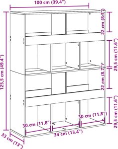 vidaXL Regał, dąb sonoma, 100x33x125,5 cm 9