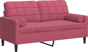 vidaXL 2-osobowa sofa z poduszkami, winna czerwień, 140 cm, aksamit 2