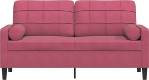 vidaXL 2-osobowa sofa z poduszkami, winna czerwień, 140 cm, aksamit 3