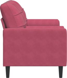 vidaXL 2-osobowa sofa z poduszkami, winna czerwień, 140 cm, aksamit 4