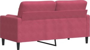 vidaXL 2-osobowa sofa z poduszkami, winna czerwień, 140 cm, aksamit 5