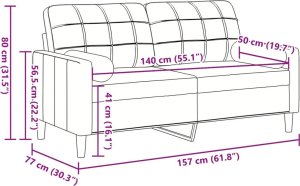 vidaXL 2-osobowa sofa z poduszkami, winna czerwień, 140 cm, aksamit 7