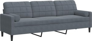 vidaXL 3-osobowa sofa z poduszkami, ciemnoszara, 210 cm, aksamit 2
