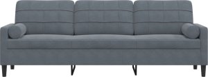 vidaXL 3-osobowa sofa z poduszkami, ciemnoszara, 210 cm, aksamit 3