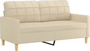 vidaXL 2-osobowa sofa, kremowa, 140 cm, tapicerowana tkaniną 2