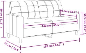 vidaXL 2-osobowa sofa, kremowa, 140 cm, tapicerowana tkaniną 8