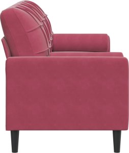 vidaXL 3-osobowa sofa z poduszkami, winna czerwień, 180 cm, aksamit 4