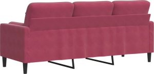 vidaXL 3-osobowa sofa z poduszkami, winna czerwień, 180 cm, aksamit 5