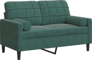 vidaXL 2-osobowa sofa z poduszkami, ciemnozielona, 120 cm, aksamit 2