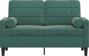 vidaXL 2-osobowa sofa z poduszkami, ciemnozielona, 120 cm, aksamit 3