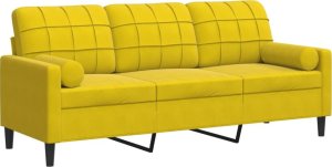 vidaXL 3-osobowa sofa z poduszkami, żółta, 180 cm, aksamit 2
