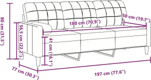 vidaXL 3-osobowa sofa z poduszkami, żółta, 180 cm, aksamit 7