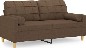vidaXL 2-osobowa sofa z poduszkami, brązowa, 140 cm, tkanina 2