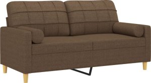 vidaXL 2-osobowa sofa z poduszkami, brązowa, 140 cm, tkanina 3