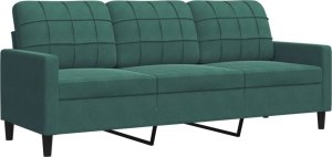 vidaXL Sofa 3-osobowa, ciemnozielony, 180 cm, obita aksamitem 2