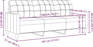 vidaXL Sofa 3-osobowa, ciemnozielony, 180 cm, obita aksamitem 8