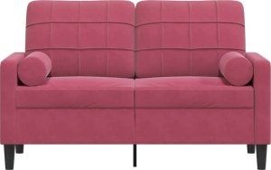 vidaXL 2-osobowa sofa z poduszkami, winna czerwień, 120 cm, aksamit 3