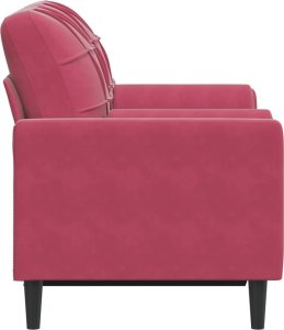 vidaXL 2-osobowa sofa z poduszkami, winna czerwień, 120 cm, aksamit 4