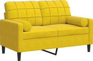 vidaXL 2-osobowa sofa z poduszkami, żółta, 120 cm, aksamit 2
