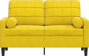 vidaXL 2-osobowa sofa z poduszkami, żółta, 120 cm, aksamit 3