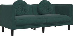 vidaXL Sofa 2-osobowa z poduszkami, ciemnozielona, aksamit 2