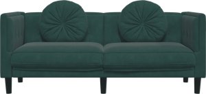 vidaXL Sofa 2-osobowa z poduszkami, ciemnozielona, aksamit 4