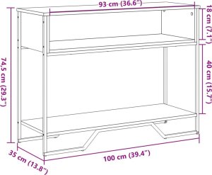 vidaXL Stolik konsolowy, dąb sonoma, 100x35x74,5 cm 9