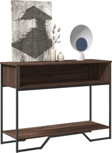 vidaXL Stolik konsolowy, brązowy dąb, 100x35x74,5 cm 1