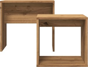 vidaXL Stoliki kawowe, wsuwane jeden po drugi, 2 szt., dąb artisan 4