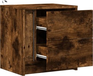 vidaXL Szafka nocna z LED, przydymiony dąb, materiał drewnopochodny 12