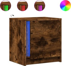 vidaXL Szafka nocna z LED, przydymiony dąb, materiał drewnopochodny 2
