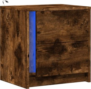 vidaXL Szafka nocna z LED, przydymiony dąb, materiał drewnopochodny 3