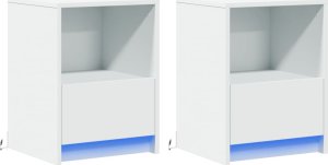 vidaXL Szafki nocne z LED, 2 szt., białe, materiał drewnopochodny 3