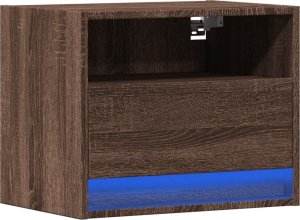 vidaXL Wisząca szafka nocna z podświetleniem LED, brązowy dąb 3