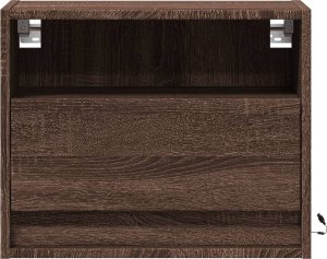 vidaXL Wisząca szafka nocna z podświetleniem LED, brązowy dąb 6