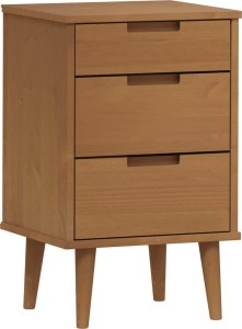 vidaXL Szafka nocna MOLDE, brązowa, 40x35x65 cm, lite drewno sosnowe 2