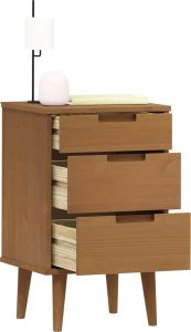 vidaXL Szafka nocna MOLDE, brązowa, 40x35x65 cm, lite drewno sosnowe 3