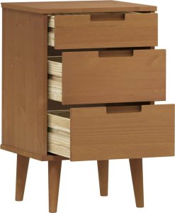 vidaXL Szafka nocna MOLDE, brązowa, 40x35x65 cm, lite drewno sosnowe 5