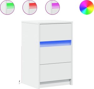 vidaXL Szafka nocna z LED, biała 2