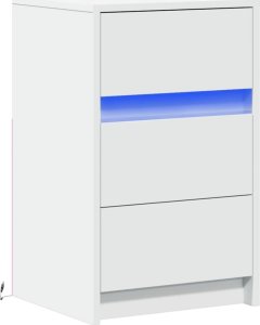 vidaXL Szafka nocna z LED, biała 3