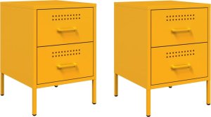 vidaXL Szafki nocne, 2 szt., musztardowe, 36x39x50,5 cm, stal 2