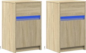 vidaXL Szafki nocne z LED, 2 szt., dąb sonoma 3
