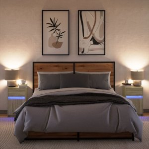 vidaXL Szafki nocne z LED, 2 szt., dąb sonoma 4