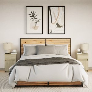 vidaXL Szafki nocne z LED, 2 szt., dąb sonoma 5