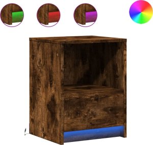 vidaXL Szafka nocna z LED, przydymiony dąb 2