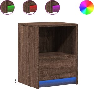 vidaXL Szafka nocna z LED, kolor brązowy dąb 2